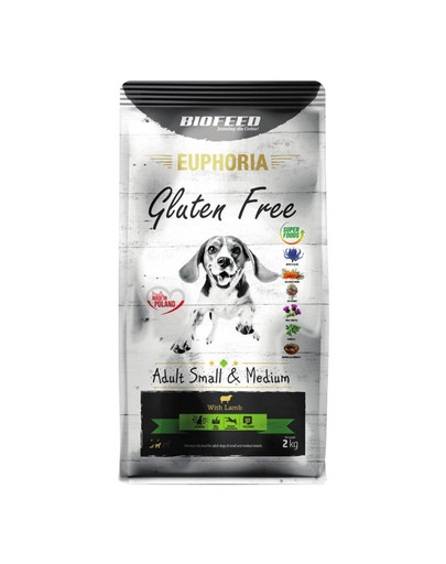 EUPHORIA Gluten Free z jagnięciną dla psów małych i średnich ras 2 kg