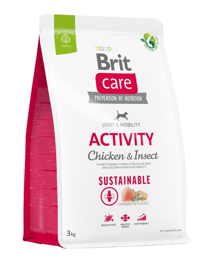CARE Dog Sustainable Activity chicken insekt dla aktywnych dorosłych psów z kurczakiem i insektami 3 kg