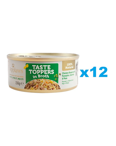 APPLAWS Taste Toppers Pierś z kurczaka, dynia, groszek w bulionie 12x156 g