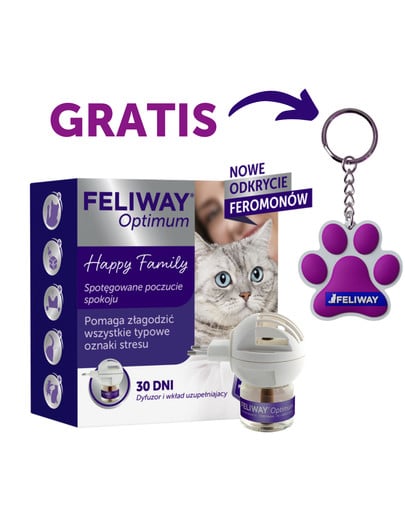 FELIWAY Optimum Dyfuzor i Wkład feromony na uspokojenie dla kota + Breloczek łapka GRATIS