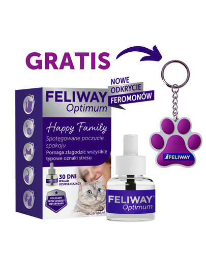 FELIWAY Optimum Wkład feromony na uspokojenie dla kota + Breloczek łapka GRATIS