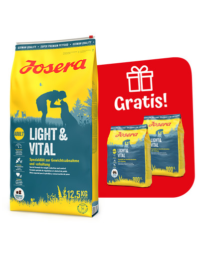 JOSERA Light Vital 12,5kg dla dorosłych psów wspomagająca redukcję masy ciała + 2 x 900g karmy GRATIS