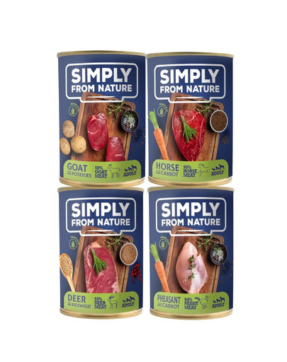 SIMPLY FROM NATURE Mokra karma dla psa mix 4 smaków 12 x 400g