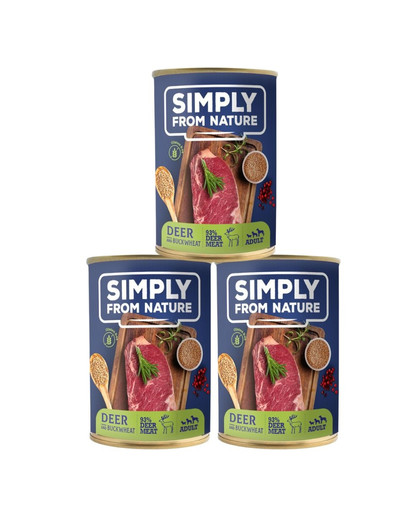 SIMPLY FROM NATURE Mokra karma dla psa Jeleń z kaszą gryczaną 400 g 2+1 GRATIS