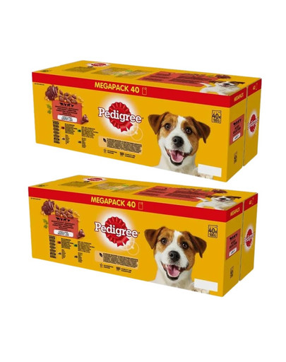 PEDIGREE Adult saszetka w galaretce 80x100g Mix Smaków z wołowiną, z kurczakiem, z jagnięciną, z drobiem