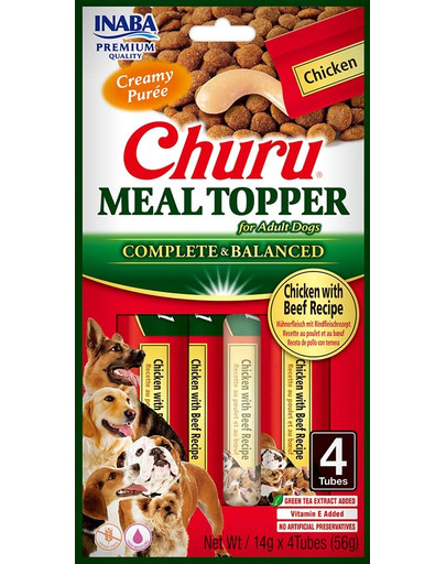 Dog Meal Topper Chicken Beef 4x14 g kremowy dodatek z kurczakiem i wołowiną do karmy dla psów