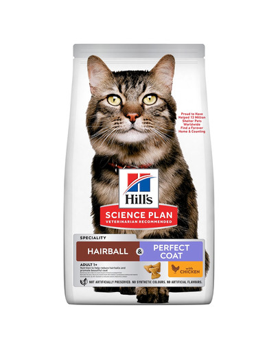 Science Plan Hairball & Perfect Coat 7kg karma z kurczakiem dla dorosłych kotów