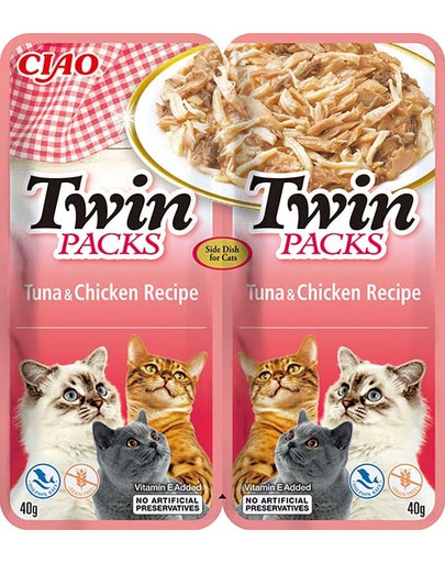 Twin Tuńczyk z kurczakiem w bulionie dla kotów 2x40 g