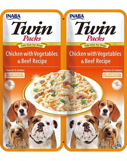 Dog Twin Kurczak, warzywa i wołowina w bulionie dla psów 2x40 g