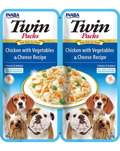 Dog Twin Kurczak, warzywa i ser w bulionie dla psów 2x40 g