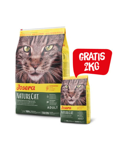 JOSERA Nature Cat karma bezzbożowa dla kota 10 kg + 2 kg karmy GRATIS