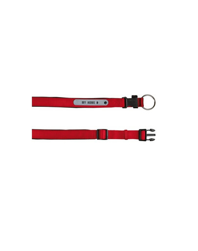 Obroża z adresówką S 30 – 35 cm / 20 mm czerwona