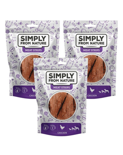 SIMPLY FROM NATURE Meat Strips Mięsne paski z kurczaka dla psów 3x80 g