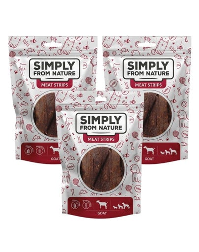 SIMPLY FROM NATURE Meat Strips Mięsne paski z kozy dla psów 3x80 g