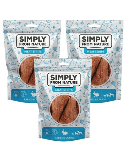 SIMPLY FROM NATURE Meat Strips Mięsne paski z królikiem i marchewką dla psów 3x80 g