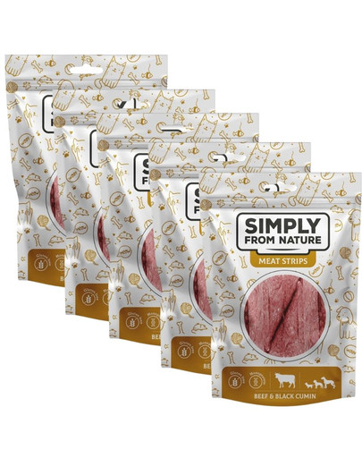 SIMPLY FROM NATURE Meat Strips Mięsne paski z wołowiną i czarnuszką dla psów 5x80 g