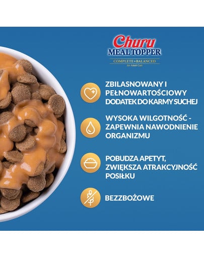 INABA Meal Topper Chicken Cheese 4x14 g kremowy dodatek z kurczakiem i serem do karmy dla kotów