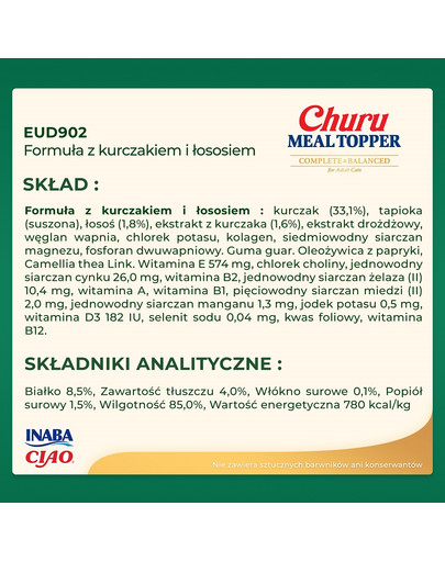 INABA Dog Meal Topper Chicken Salmon 4x14 g kremowy dodatek z kurczakiem i łososiem do karmy dla psów