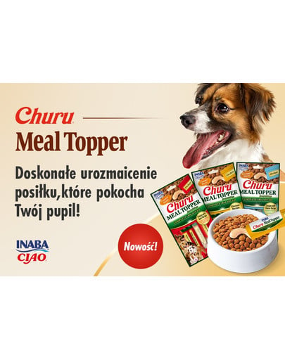 INABA Dog Meal Topper Chicken Cheese 4x14 g kremowy dodatek z kurczakiem i serem do karmy dla psów