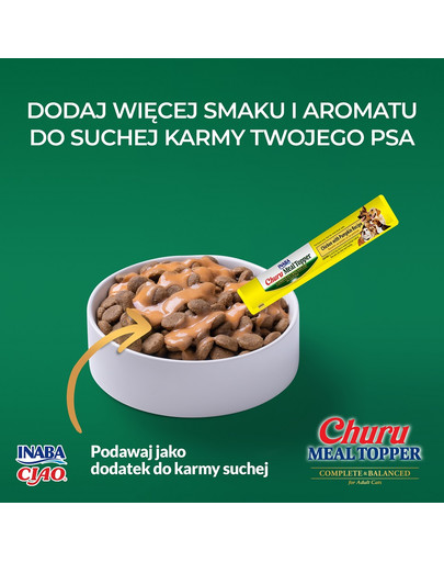 INABA Dog Meal Topper Chicken 4x14 g kremowy dodatek z kurczakiem do karmy dla psów