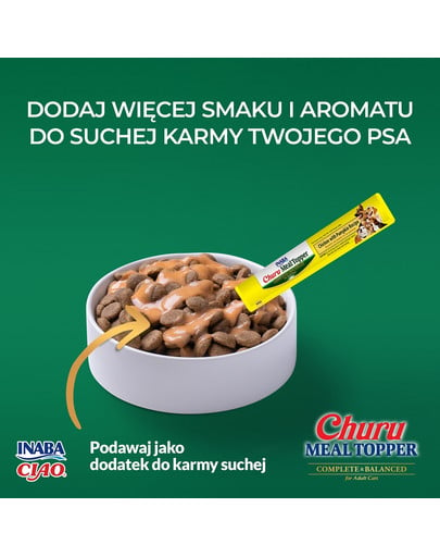 INABA Dog Meal Topper Chicken Cheese 4x14 g kremowy dodatek z kurczakiem i serem do karmy dla psów