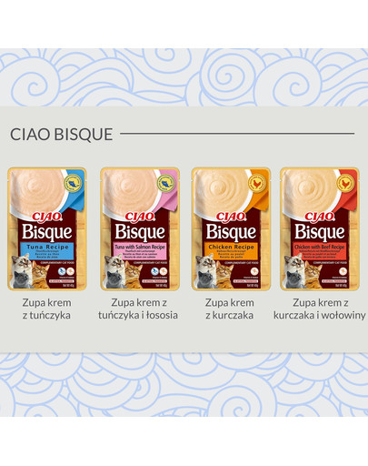 CIAO Bisque Zupa krem z tuńczyka i łososia dla kotów 40g