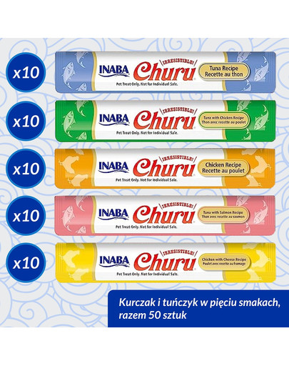 INABA Churu Variety Tuna&Chicken tuńczyk z kurczakiem dla kotów słoiczek 50x14g (700g)