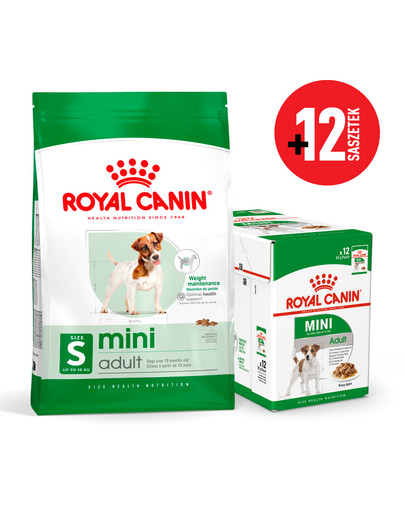 ROYAL CANIN Mini Adult 8kg karma sucha dla psów dorosłych, ras małych + 12x85g karmy GRATIS
