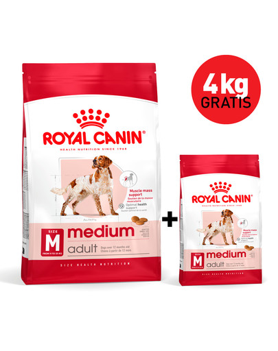 ROYAL CANIN Medium Adult 15kg karma sucha dla psów dorosłych, ras średnich + 4 kg karmy GRATIS