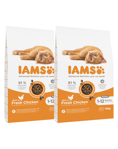 IAMS for Vitality dla kociąt ze świeżym kurczakiem 20 kg (2 x 10 kg)