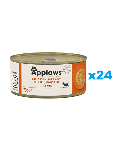 APPLAWS Cat Adult Chicken Breast with Pumpkin in Broth pierś z kurczaka i dynia w bulionie 24x70 g