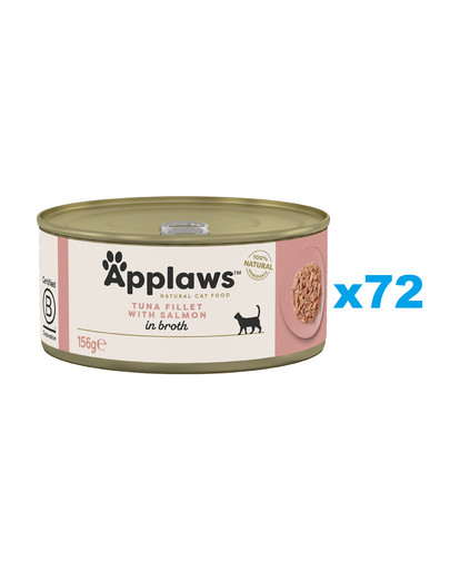 APPLAWS Cat Adult Tuna with Salmon in Broth tuńczyk z łososiem w bulionie 72x156 g