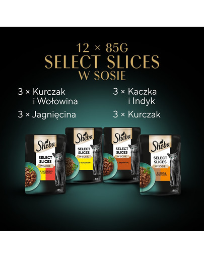 SHEBA saszetka 12x85g Selection in Sauce Soczyste Smaki - mokra karma dla kotów w sosie