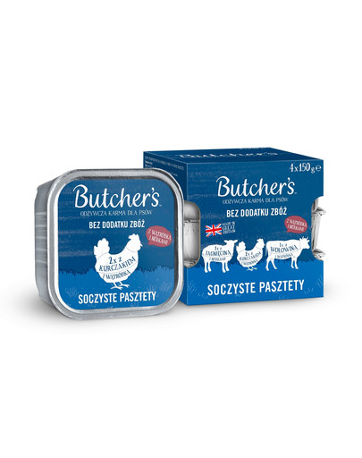 BUTCHER'S Original Soczyste pasztety Mix smaków z wątróbką lub nerkami 4x150 g
