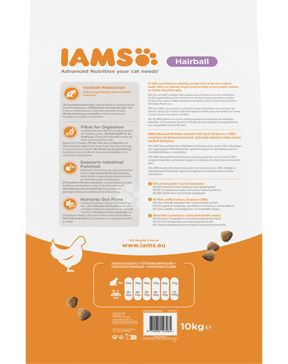 IAMS for Vitality dla kotów z problemem kul włosowych ze świeżym kurczakiem 10 kg