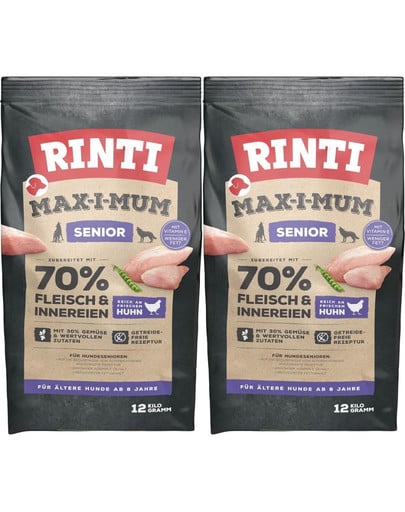 RINTI MAX-I-MUM Senior Chicken z kurczakiem dla starszych psów 2 x 12 kg