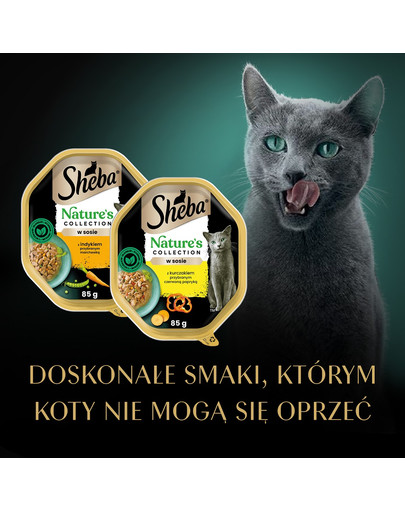 SHEBA Nature's Collection Drobiowe Smaki w sosie tacka 8x85g kurczak z papryka i indyk z marchewką