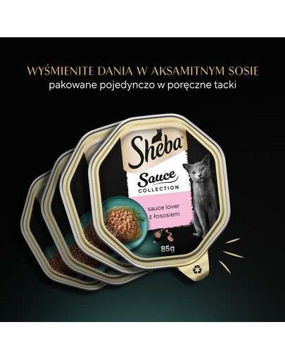 SHEBA Sauce Collection Wybór Smaków tacki 8x85 g w sosie z łososiem, tuńczykiem, kurczakiem, kaczką