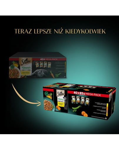 SHEBA Nature’s Collection Drobiowe Smaki 40x85 g w galaretce kawałki z kurczakiem, indykiem, kaczką, drobiem dla dorosłych kotów