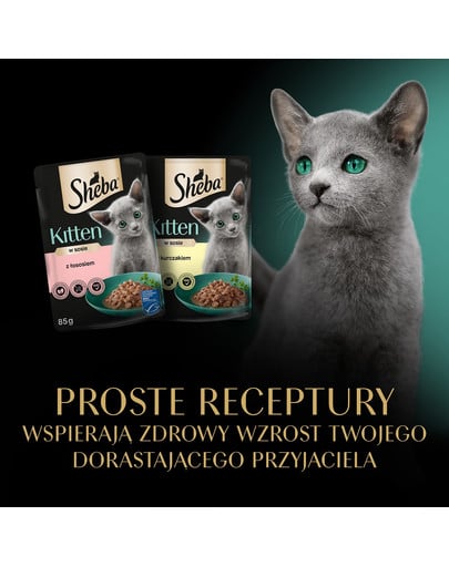 SHEBA Kitten Wybór Smaków saszetki 40x85 g w sosie kawałki z łososiem, kurczakiem dla kociąt