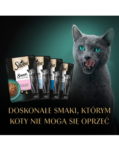 SHEBA Sauce Collection Rybne Smaki saszetki w sosie 40x85 g z łososiem, białą rybą, tuńczykiem, dorszem