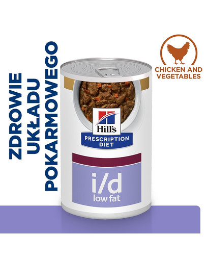 HILL'S Prescription Diet Canine i/d Low Fat Digestive Care Stew z kurczakiem i warzywami 354 g w puszce