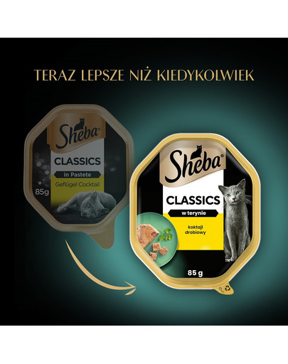 SHEBA tacka Classics Koktajl Drobiowy 85g - mokra karma pełnoporcjowa dla dorosłych kotów, w pasztecie