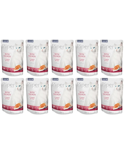 DOLINA NOTECI PIPER Animals Cat z łososiem 10x100 g mokra karma dla kota
