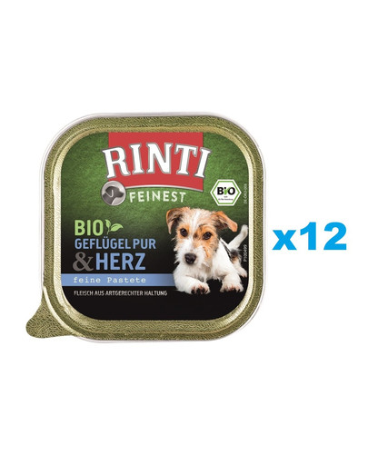 RINTI Feinest Bio Poultry Pure tacka 12x150 g pasztet na bazie drobiu dla psów