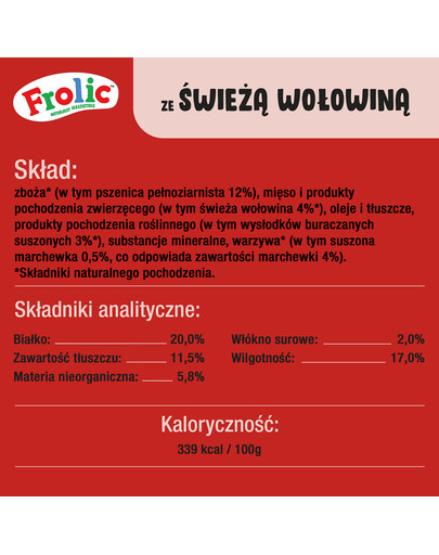 FROLIC Naturally Irresistible 2,6 kg półwilgotna karma dla psów ze świeżą wołowiną