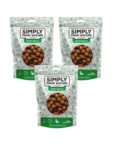 SIMPLY FROM NATURE Meat Balls Kulki z kaczką i warzywami dla psów 3x80 g