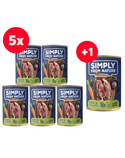 SIMPLY FROM NATURE Mokra karma dla psa Kaczka z marchewką 5 x 400 g + 400 g GRATIS