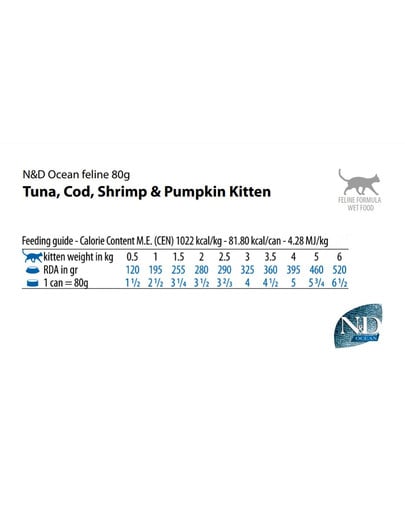 FARMINA N&D Ocean Cat Kitten Tuna, cod, shrimp, pumpkin 70 g