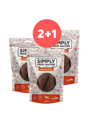 SIMPLY FROM NATURE Meat Strips Mięsne paski z koniny dla psów 2 x 80g + 80g GRATIS